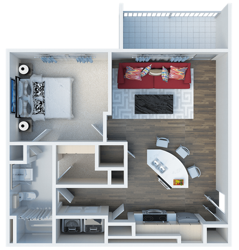 Floor plan for 1 bed, 1 bath, 780 sqft